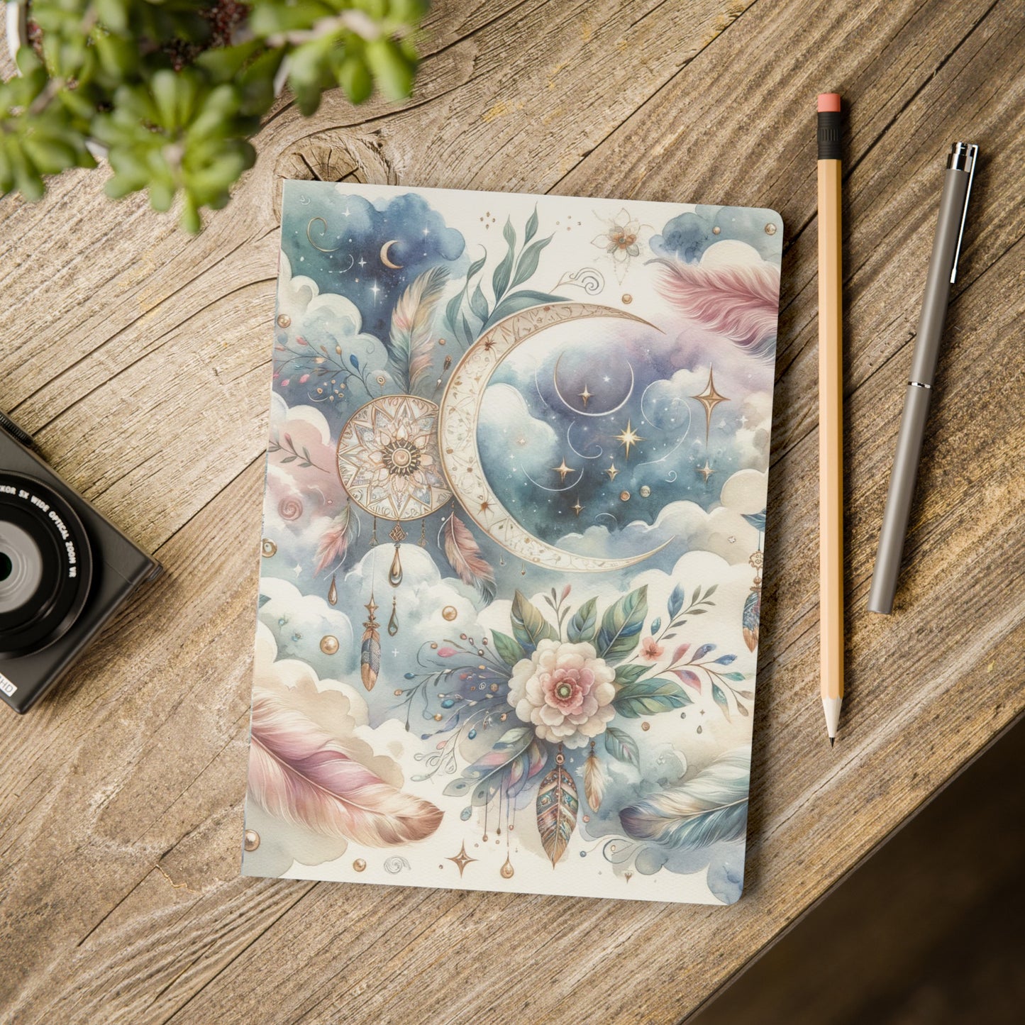 Self-Care | Goals | Mood Tracker | Boho Celestial | Softcover Journal