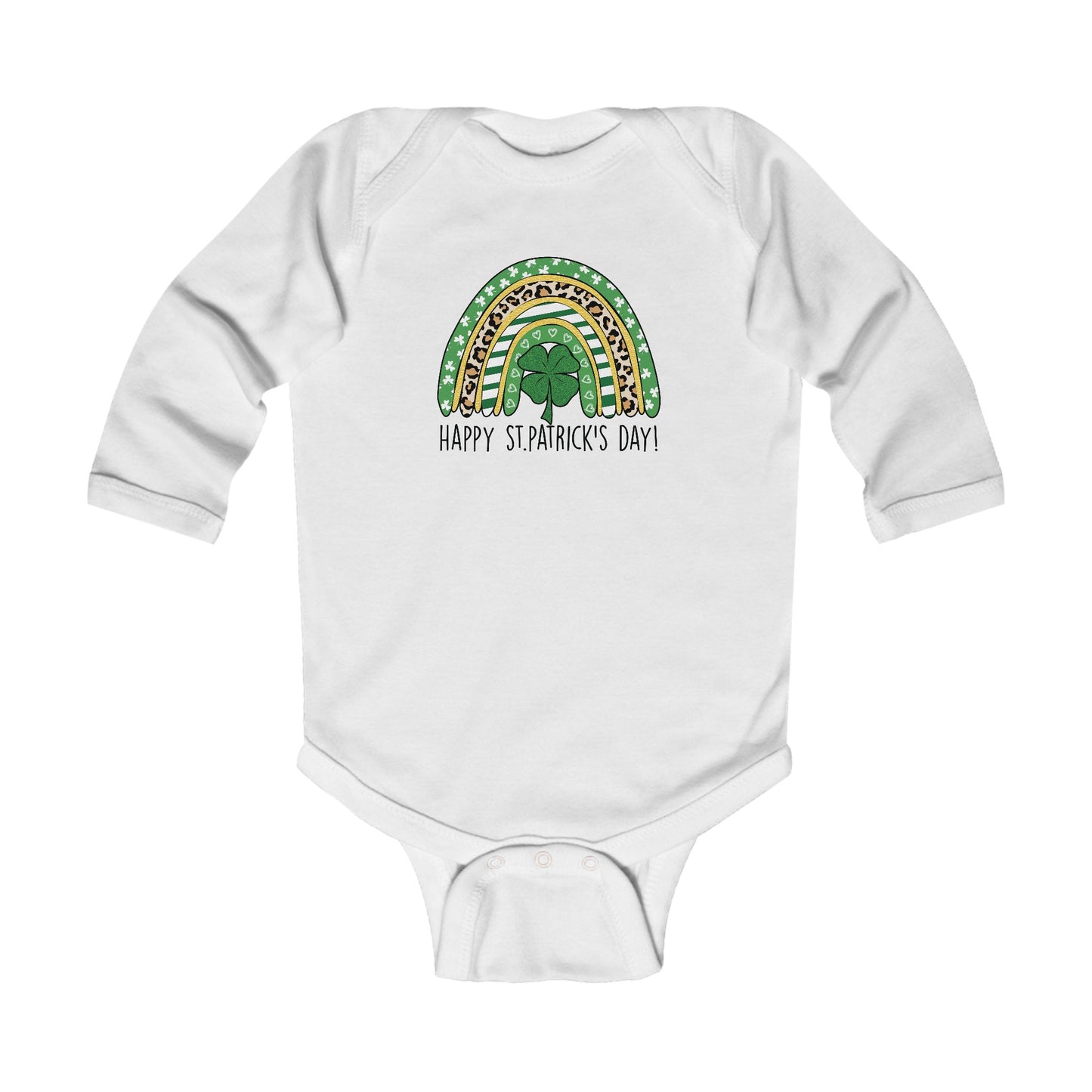 St. Patrick's Day Infant Long Sleeve Bodysuit - Happy St. Patrick's Day Design