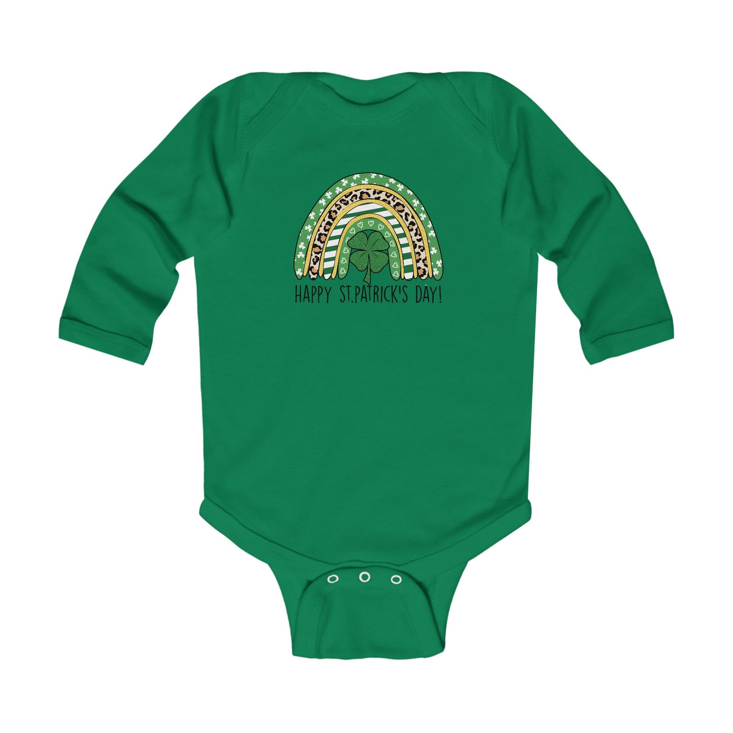 St. Patrick's Day Infant Long Sleeve Bodysuit - Happy St. Patrick's Day Design