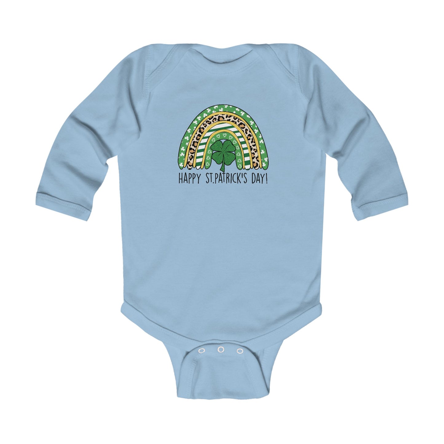 St. Patrick's Day Infant Long Sleeve Bodysuit - Happy St. Patrick's Day Design