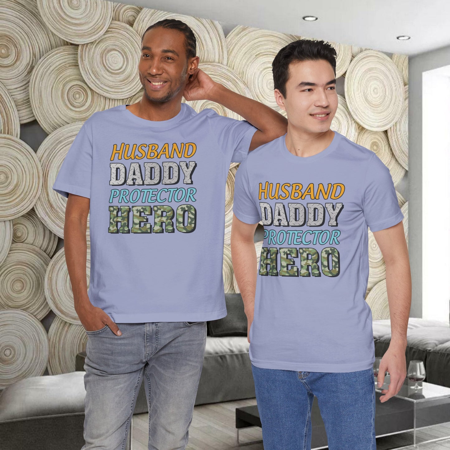 Husband Daddy Protector Hero | Dad | Father's Day | Grandpa | Adult Jersey Short Sleeve Tee