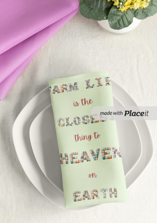 Farm Life Napkins Set – 4 Decorative Table Napkins for Country Kitchen, Farmhouse Decor, and Gatherings