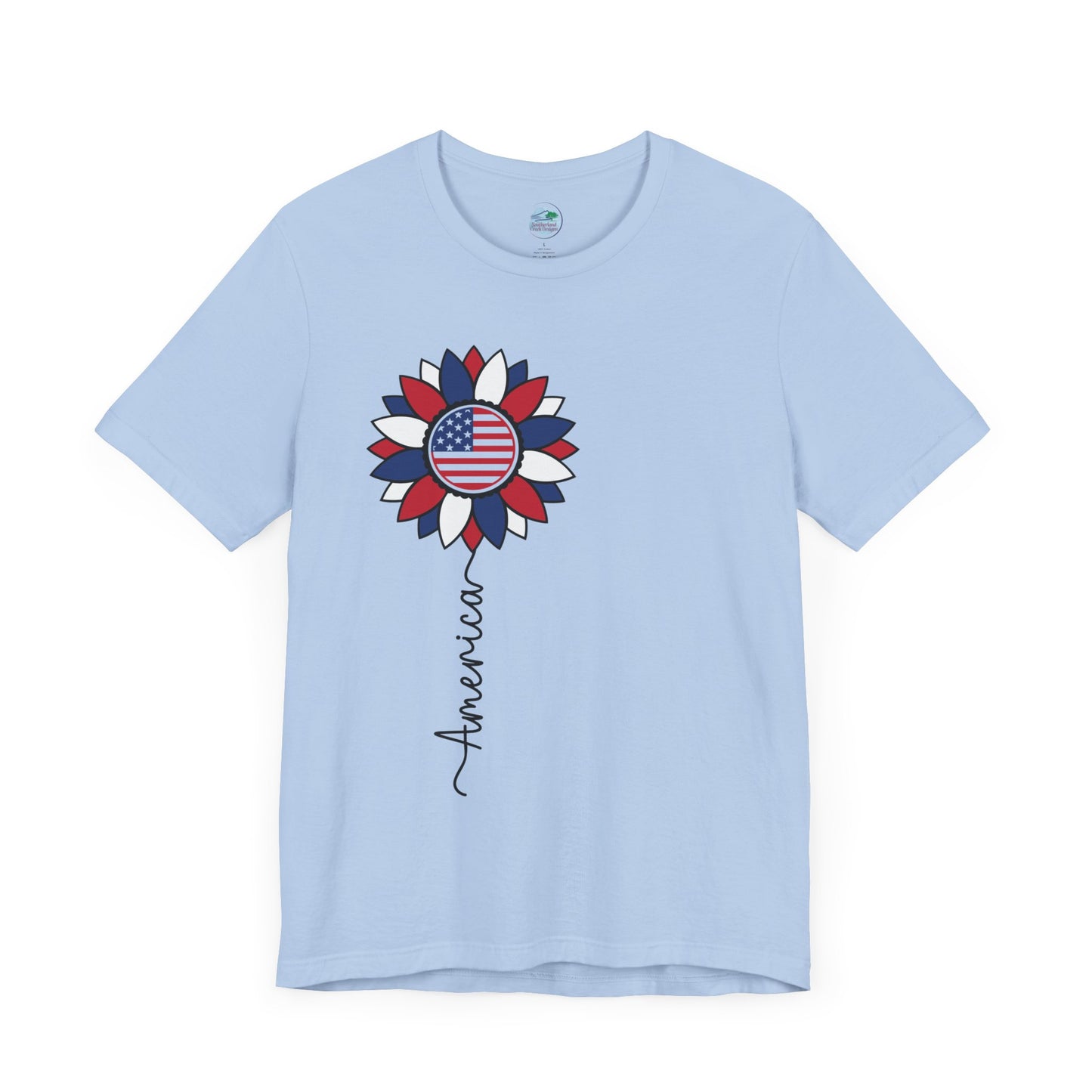 American Sunflower | July 4th | Independence Day | Flag | Adult Jersey Short Sleeve Tee