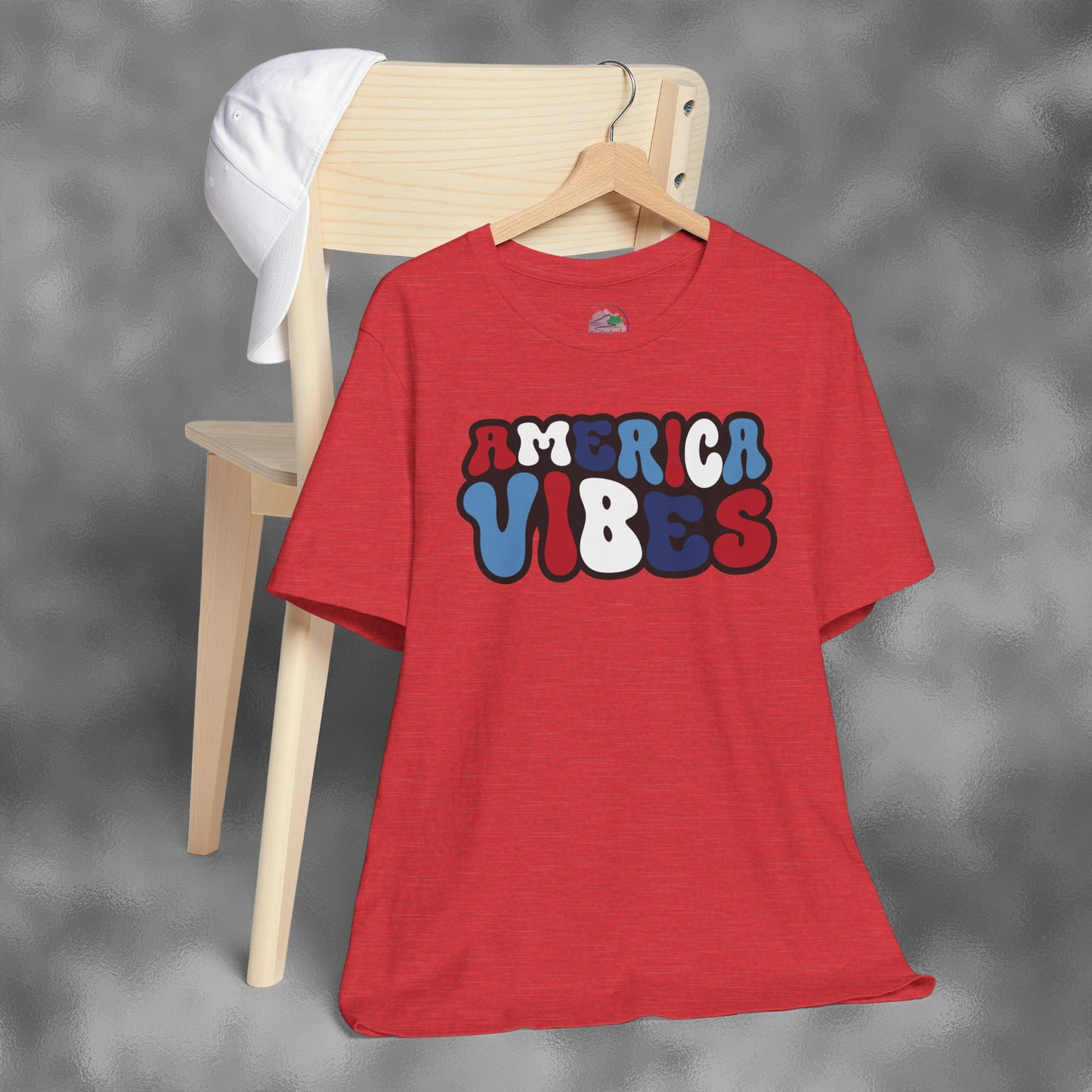 America Vibes | July 4th | Independence Day | Flag| Adult Jersey Short Sleeve Tee
