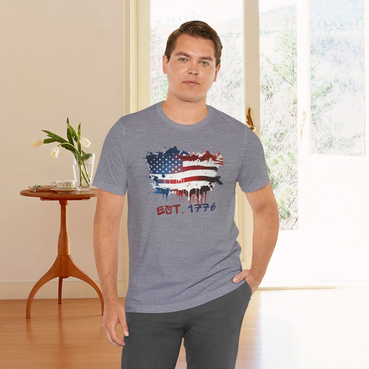 American Flag | Graffiti Flag | July 4th | Independence Day| Adult Jersey Short Sleeve Tee