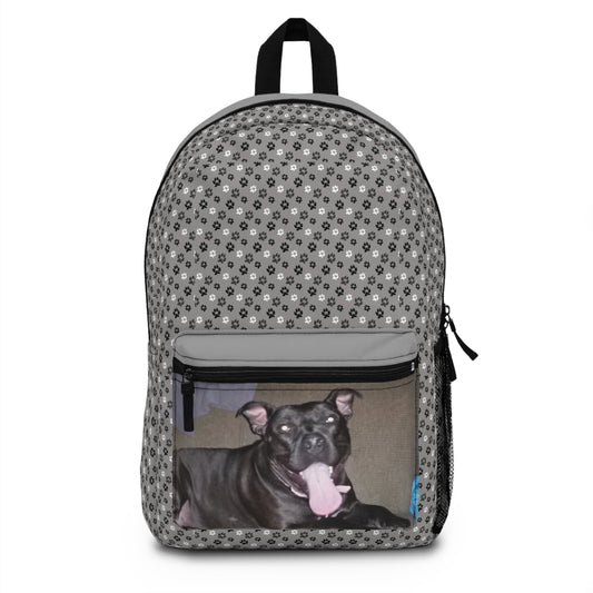 Blue Steel Staffordshire Terrier | Paint Splatter | Floral | Dogs | Paw Prints | Backpack |