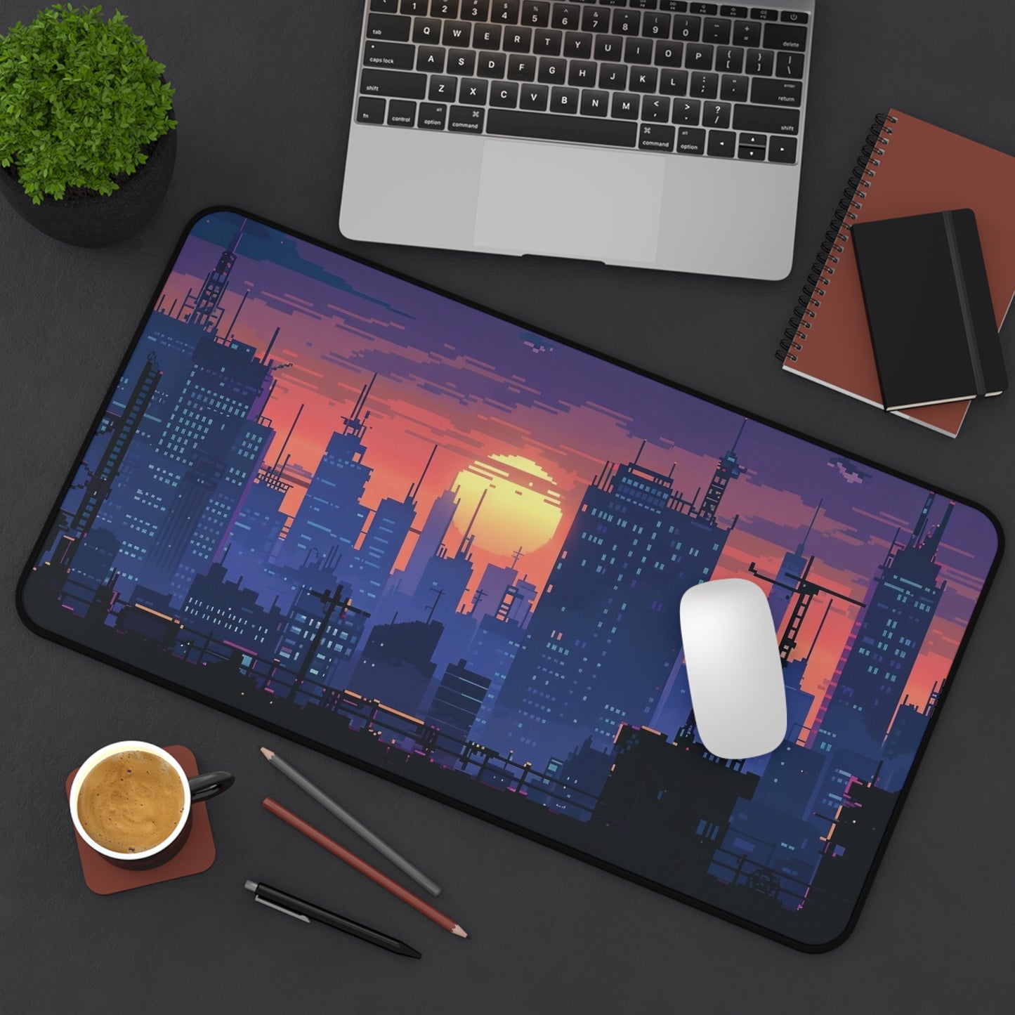 Gaming Mat | Desk Mat | Mouse Pad | Night Sky | Red Sky | Skyline | Cityscape | TCG | MTG