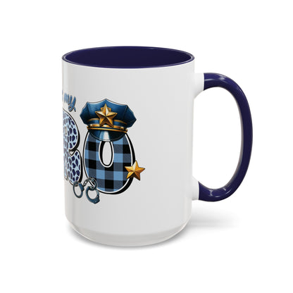 My Daddy is my Hero | Father's Day | Police Officer | Dad | Blue Line | Blue Lives | Accent Coffee Mug (15oz)