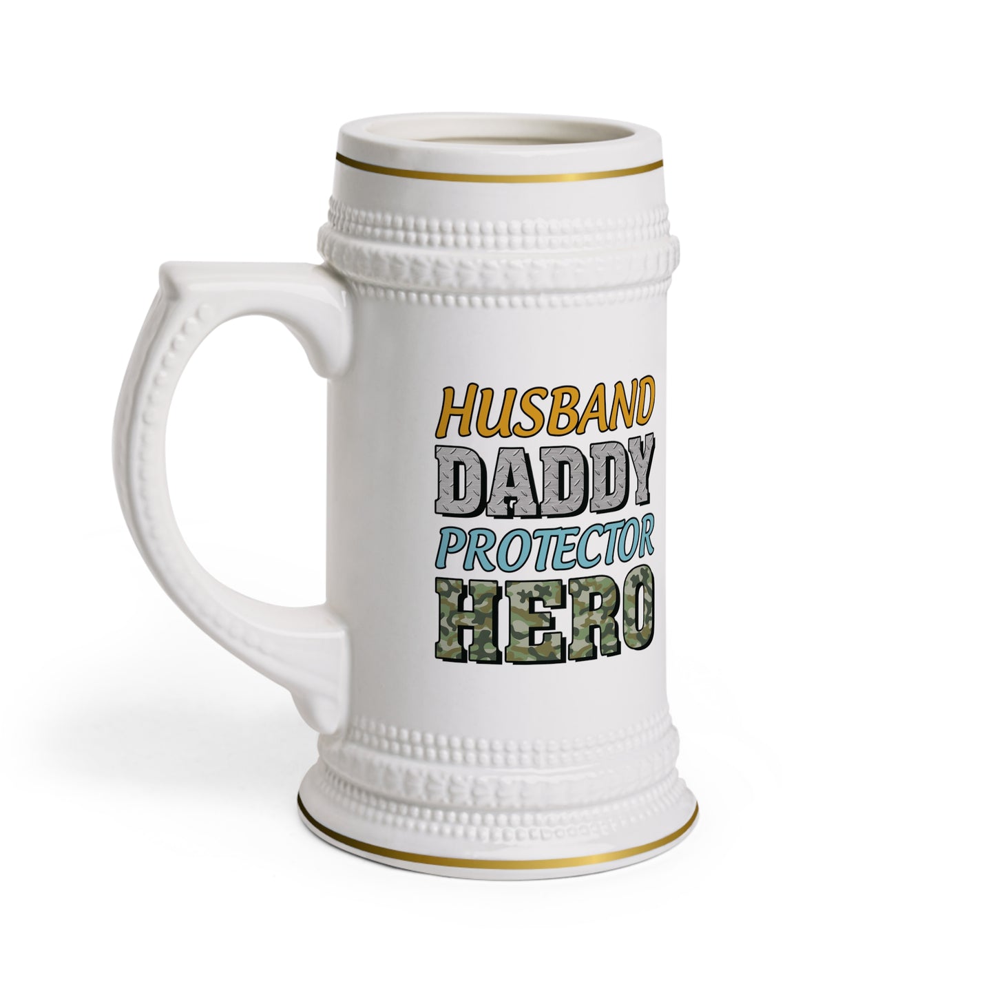 Husband Daddy Protector Hero | Father's Day | Father | Dad | Grandpa | Beer Stein Mug