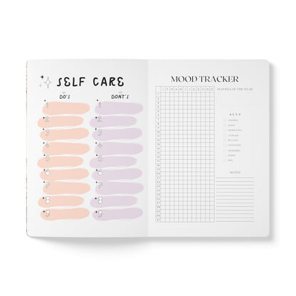 Self-Care | Goals | Mood Tracker | Boho Celestial | Softcover Journal