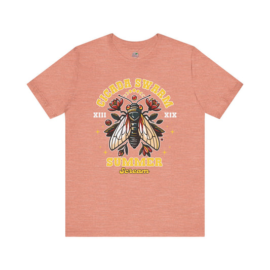 Cicada Swarm | Double Emergence | Summer | 221-year Brood Reunion | 2024 | Adult Jersey Short Sleeve Tee