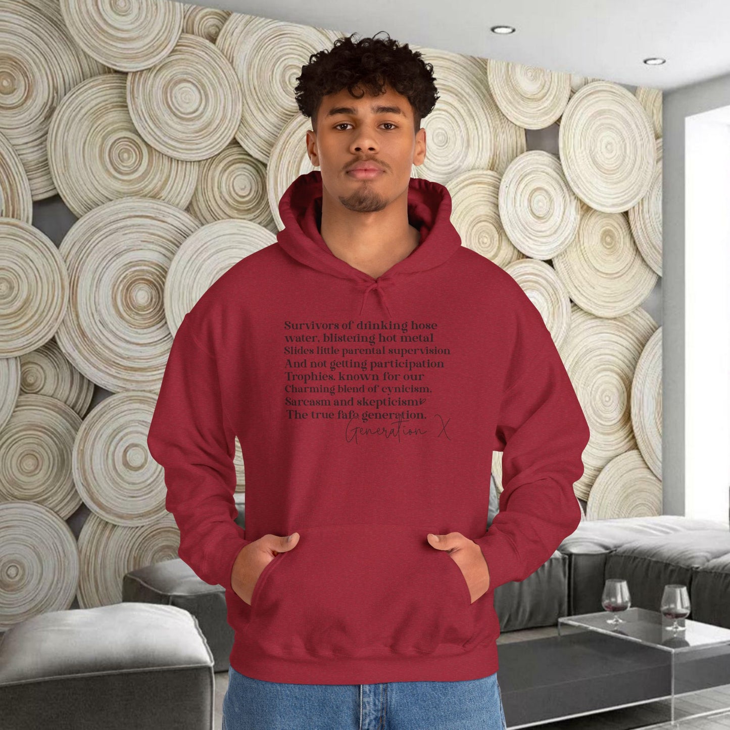 Generation X Adult Hooded Sweatshirt - Unisex Heavy Blend with Gen X Funny Quote
