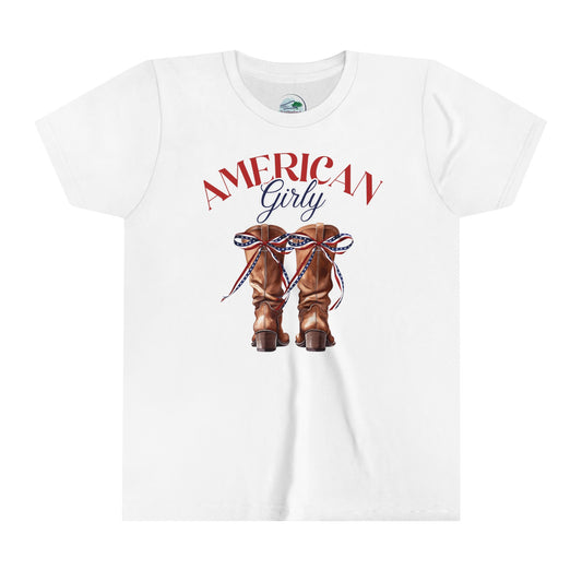 American Girly Boots | July 4th | Coquette | Youth Short Sleeve Tee