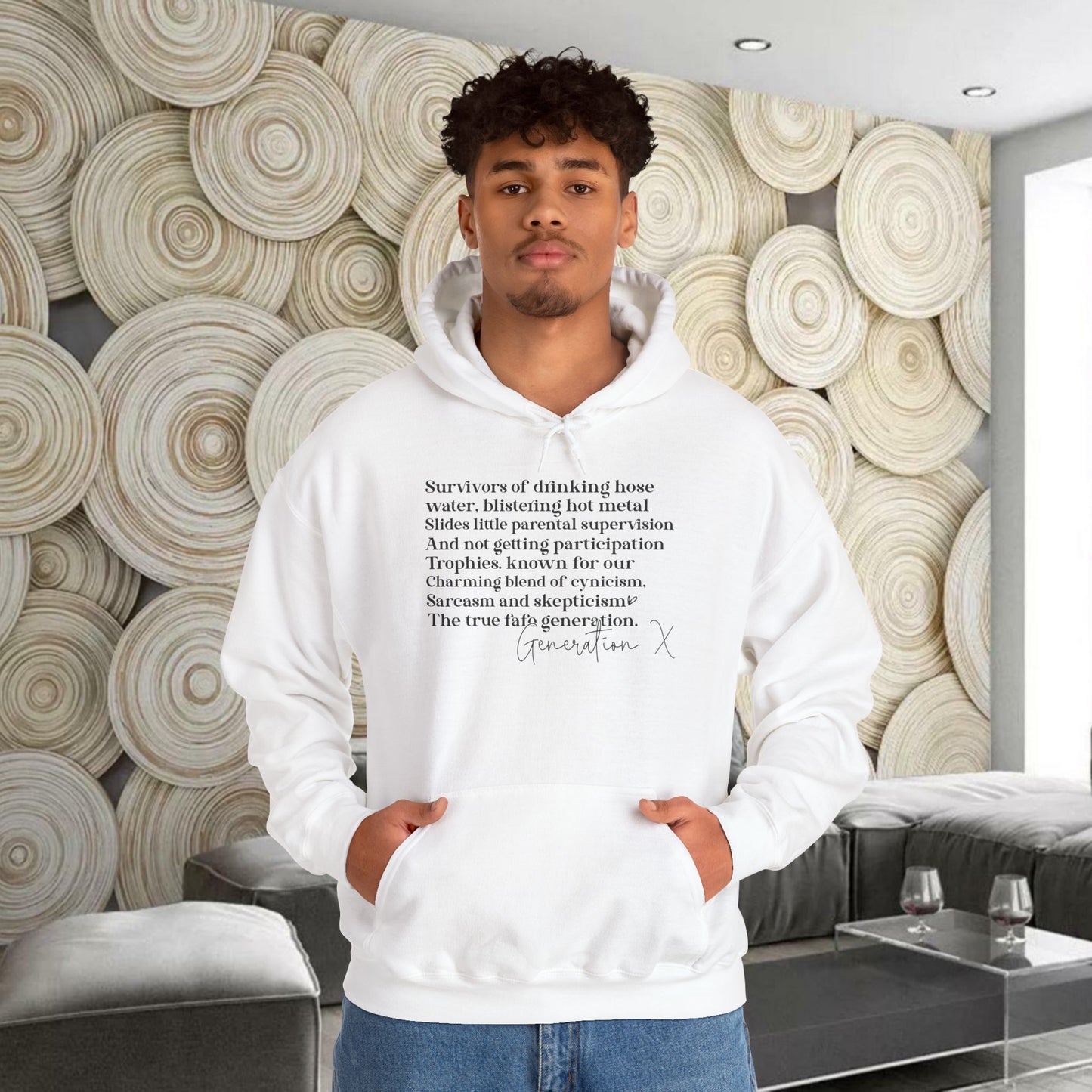 Generation X Adult Hooded Sweatshirt - Unisex Heavy Blend with Gen X Funny Quote