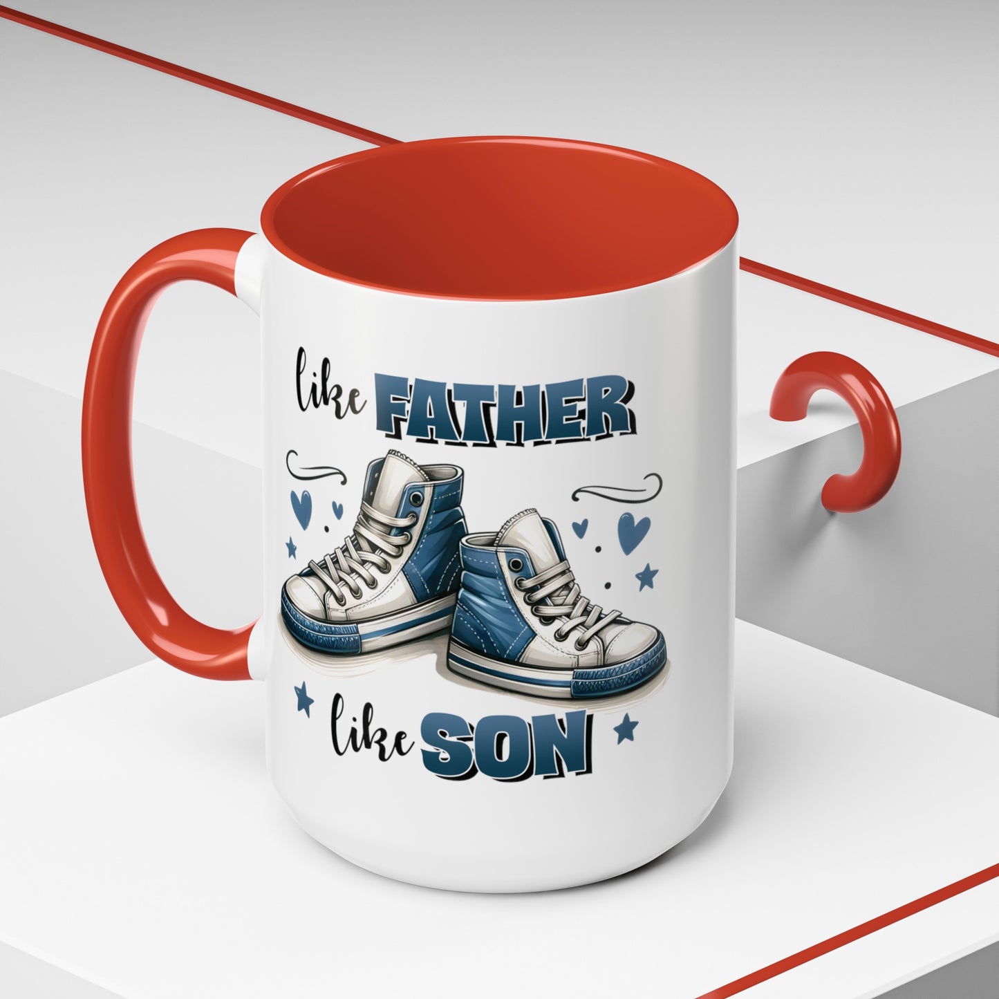 Like Father Like Son | Shoes | Sneakers | Tennis Shoes | Gym Shoes | Shoe Lover | Accent Coffee Mug (15oz)