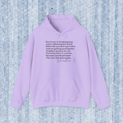Generation X Adult Hooded Sweatshirt - Unisex Heavy Blend with Gen X Funny Quote