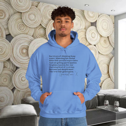 Generation X Adult Hooded Sweatshirt - Unisex Heavy Blend with Gen X Funny Quote
