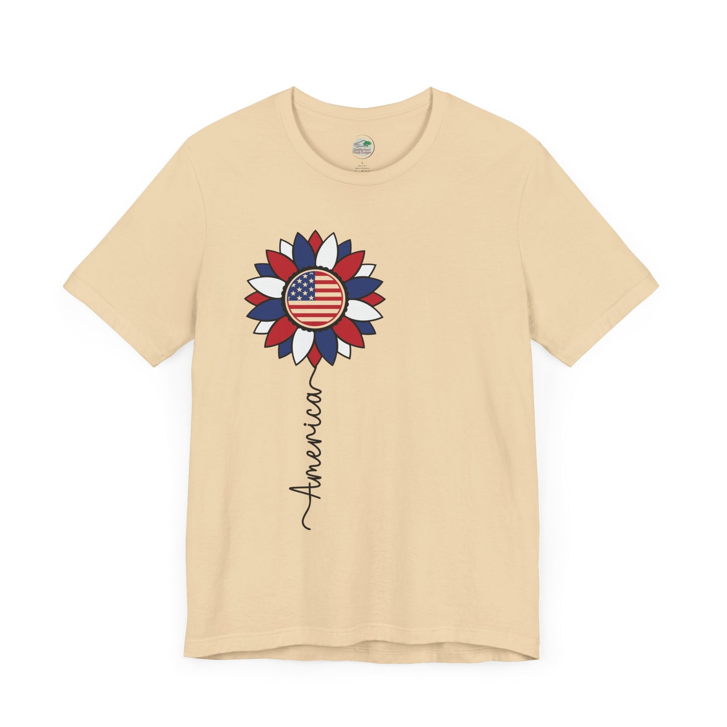 American Sunflower | July 4th | Independence Day | Flag | Adult Jersey Short Sleeve Tee