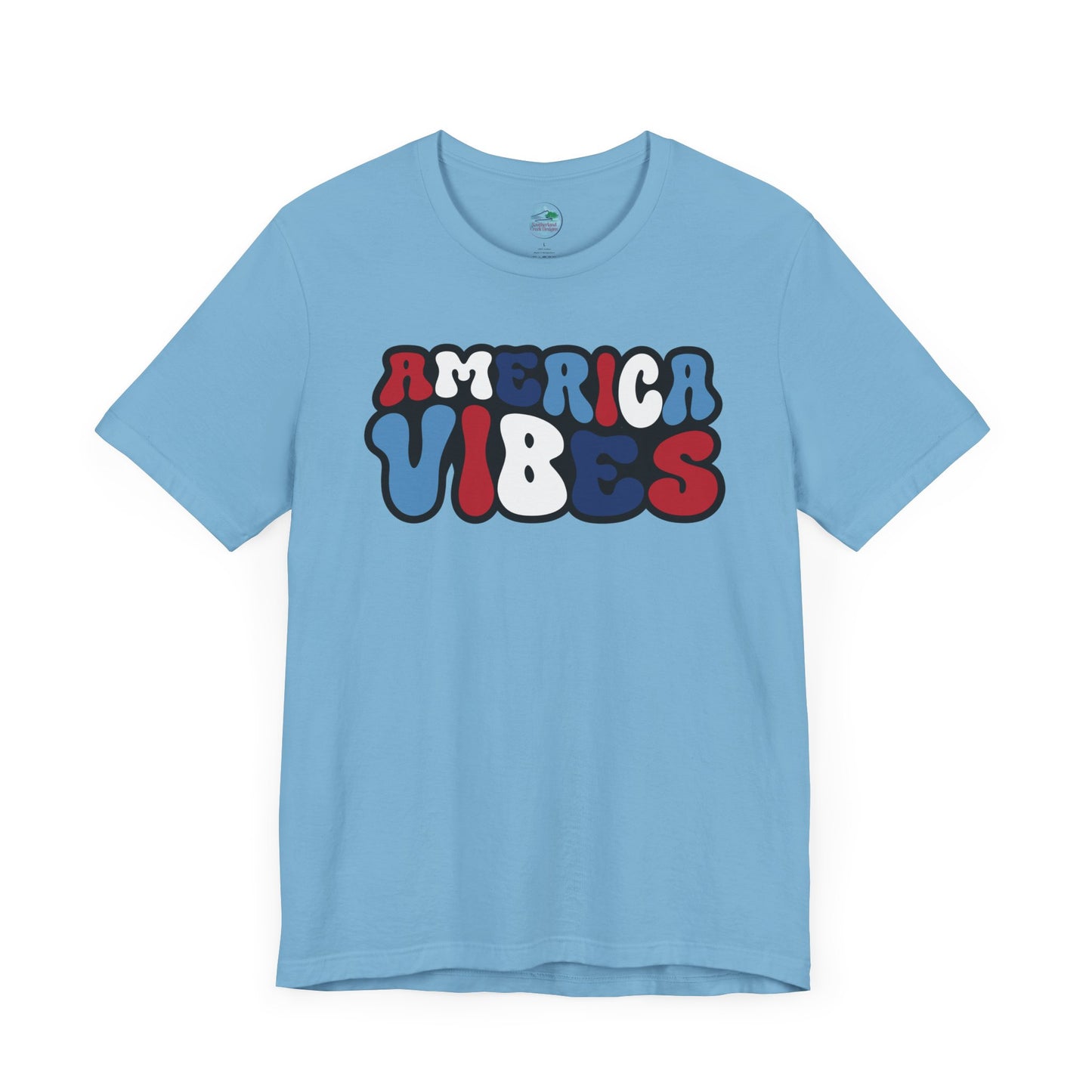 America Vibes | July 4th | Independence Day | Flag| Adult Jersey Short Sleeve Tee