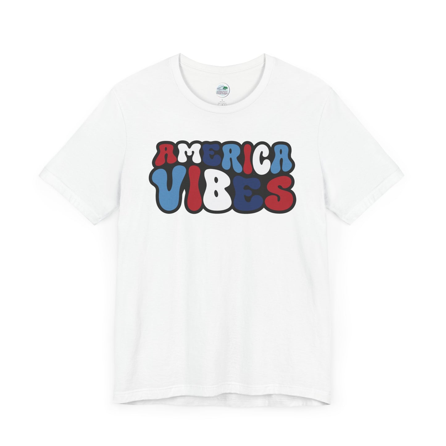 America Vibes | July 4th | Independence Day | Flag| Adult Jersey Short Sleeve Tee