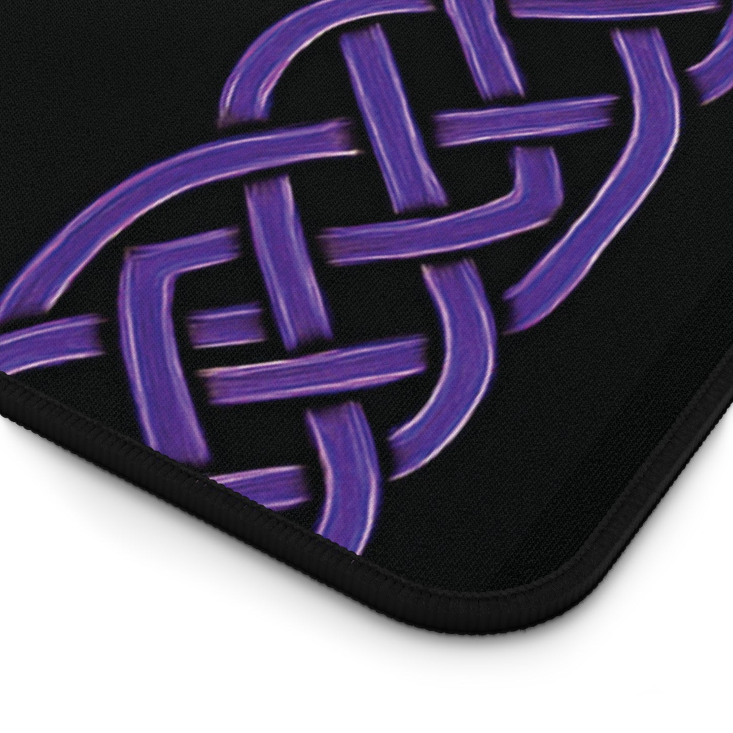 Celtic Cross Desk Mat — Black with Purple Celtic Knot Accents