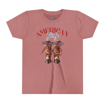 American Girly Boots | July 4th | Coquette | Youth Short Sleeve Tee