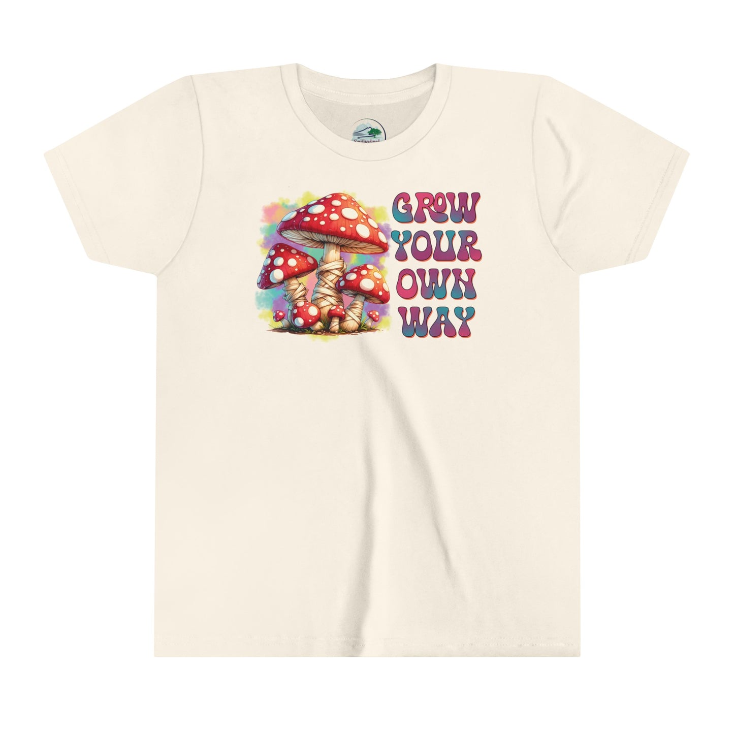 Grow your own way | Mushroom | Hippie | Groovy | Retro | Youth Short Sleeve Tee