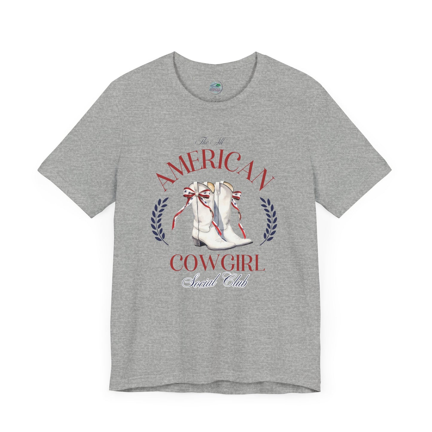 All American Cowgirl Social Club Tee | July 4th | Independence Day | Flag | Adult Jersey Short Sleeve Tee