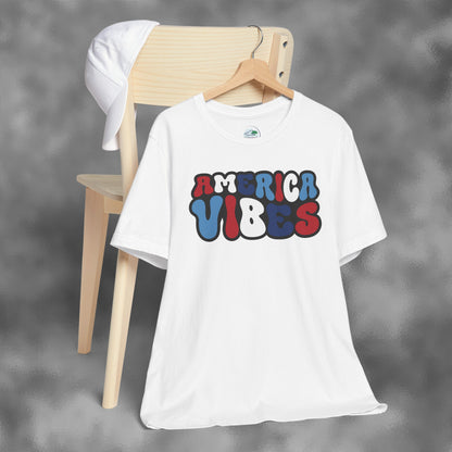 America Vibes | July 4th | Independence Day | Flag| Adult Jersey Short Sleeve Tee