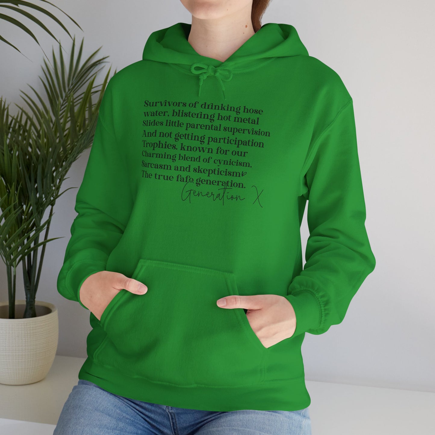 Generation X Adult Hooded Sweatshirt - Unisex Heavy Blend with Gen X Funny Quote