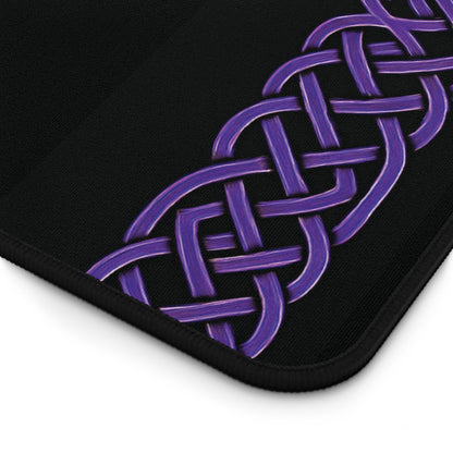 Celtic Cross Desk Mat — Black with Purple Celtic Knot Accents