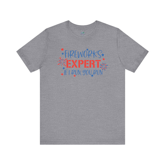 Fireworks Expert | July 4th | Independence Day | Flag | Adult Jersey Short Sleeve Tee