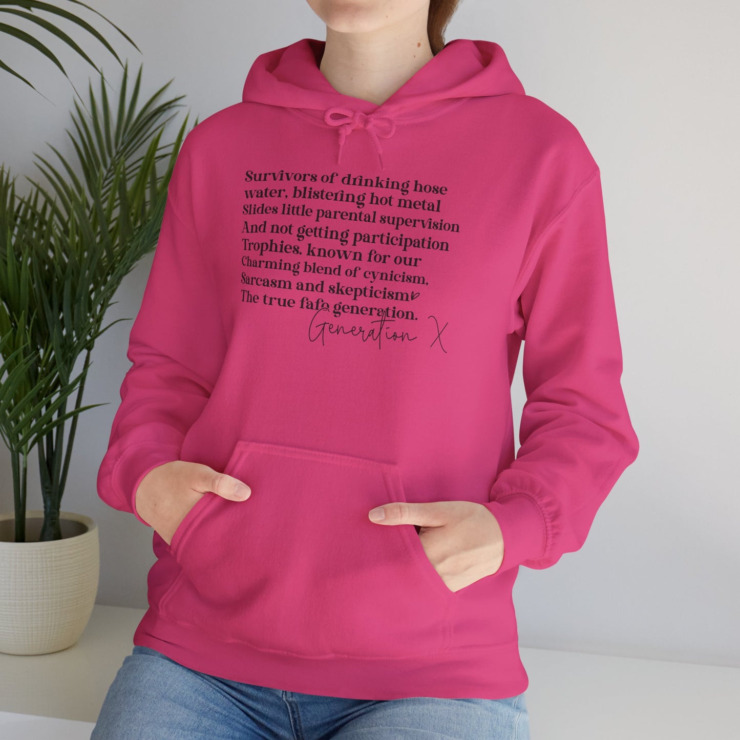 Generation X Adult Hooded Sweatshirt - Unisex Heavy Blend with Gen X Funny Quote