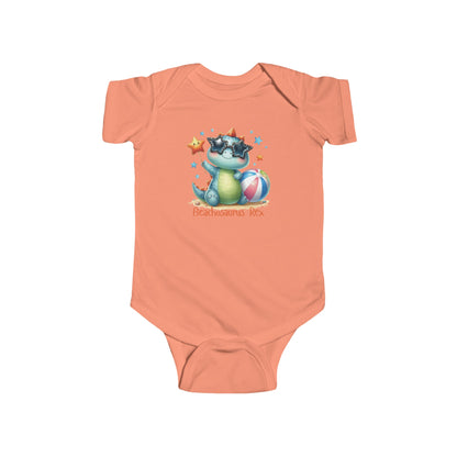 Beachosaurus Rex | T-Rex | Dino | Pool | Infant Fine Jersey Bodysuit | Onesie