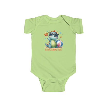 Beachosaurus Rex | T-Rex | Dino | Pool | Infant Fine Jersey Bodysuit | Onesie