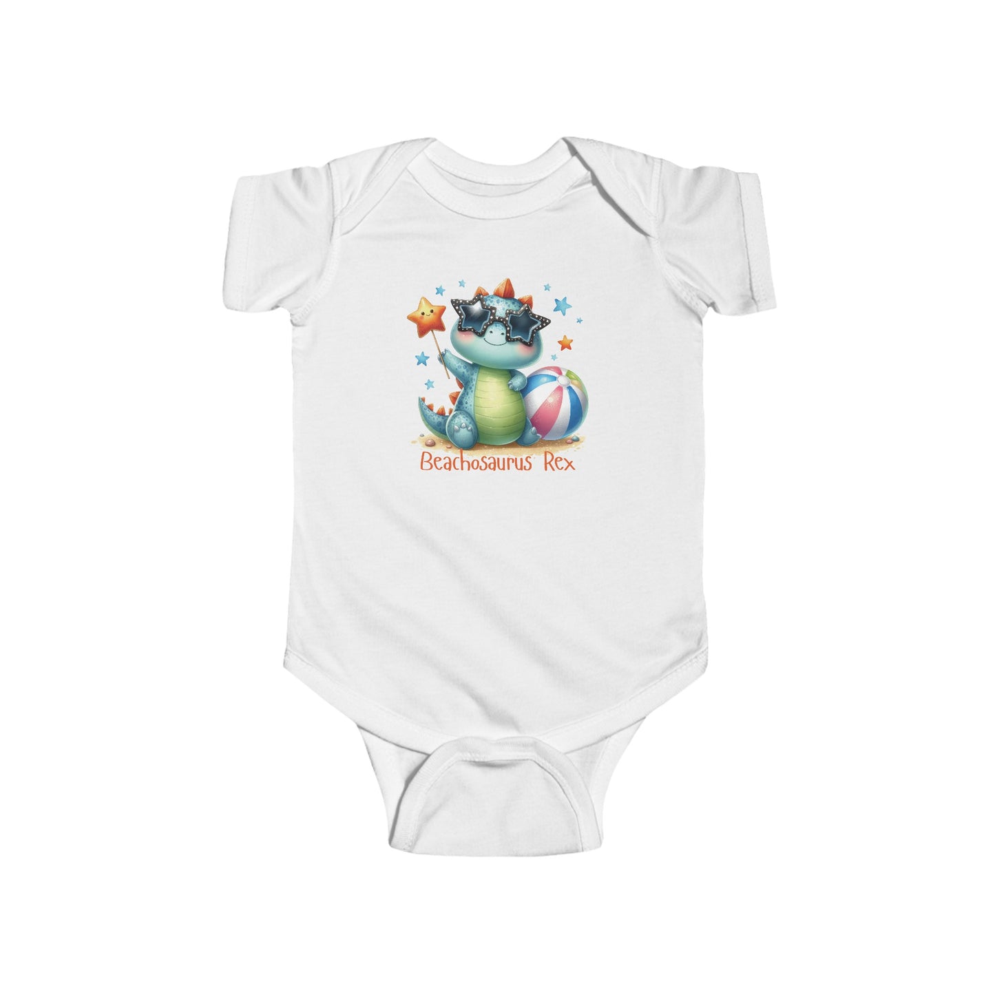 Beachosaurus Rex | T-Rex | Dino | Pool | Infant Fine Jersey Bodysuit | Onesie