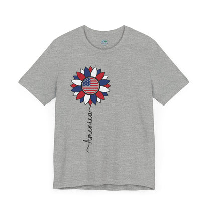 American Sunflower | July 4th | Independence Day | Flag | Adult Jersey Short Sleeve Tee