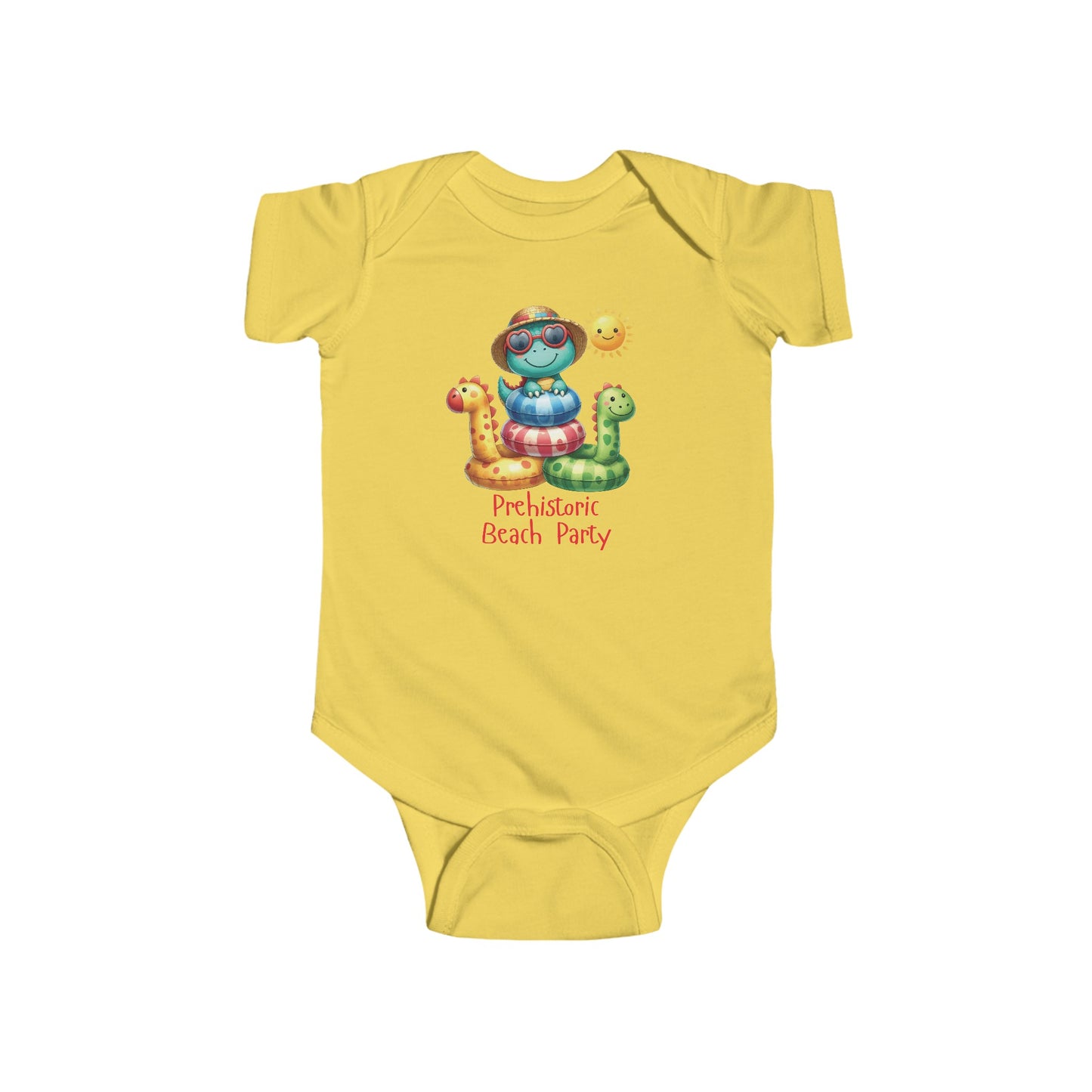 Prehistoric Beach Party | T-Rex | Dino | Pool | Infant Fine Jersey Bodysuit | Onesie