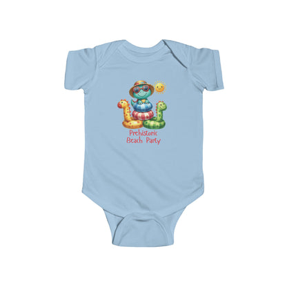 Prehistoric Beach Party | T-Rex | Dino | Pool | Infant Fine Jersey Bodysuit | Onesie