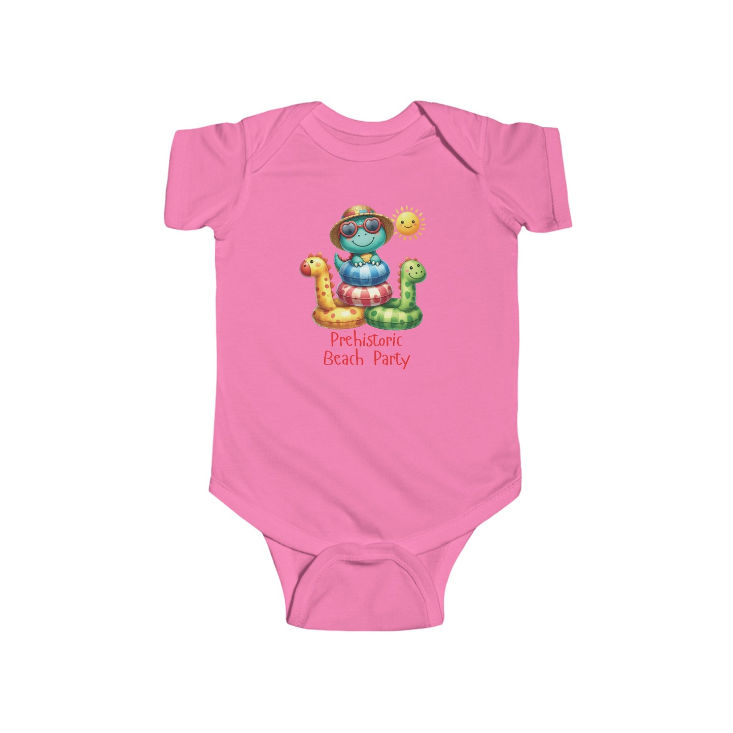 Prehistoric Beach Party | T-Rex | Dino | Pool | Infant Fine Jersey Bodysuit | Onesie