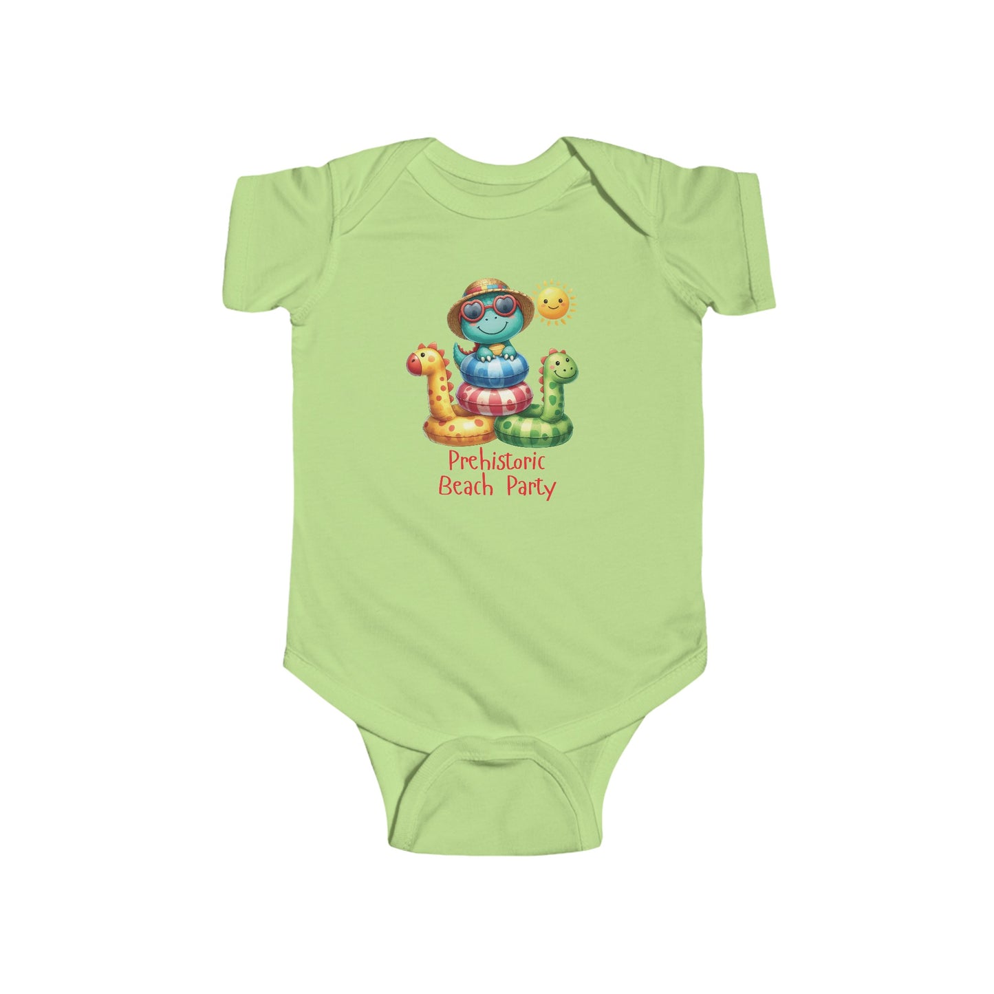 Prehistoric Beach Party | T-Rex | Dino | Pool | Infant Fine Jersey Bodysuit | Onesie