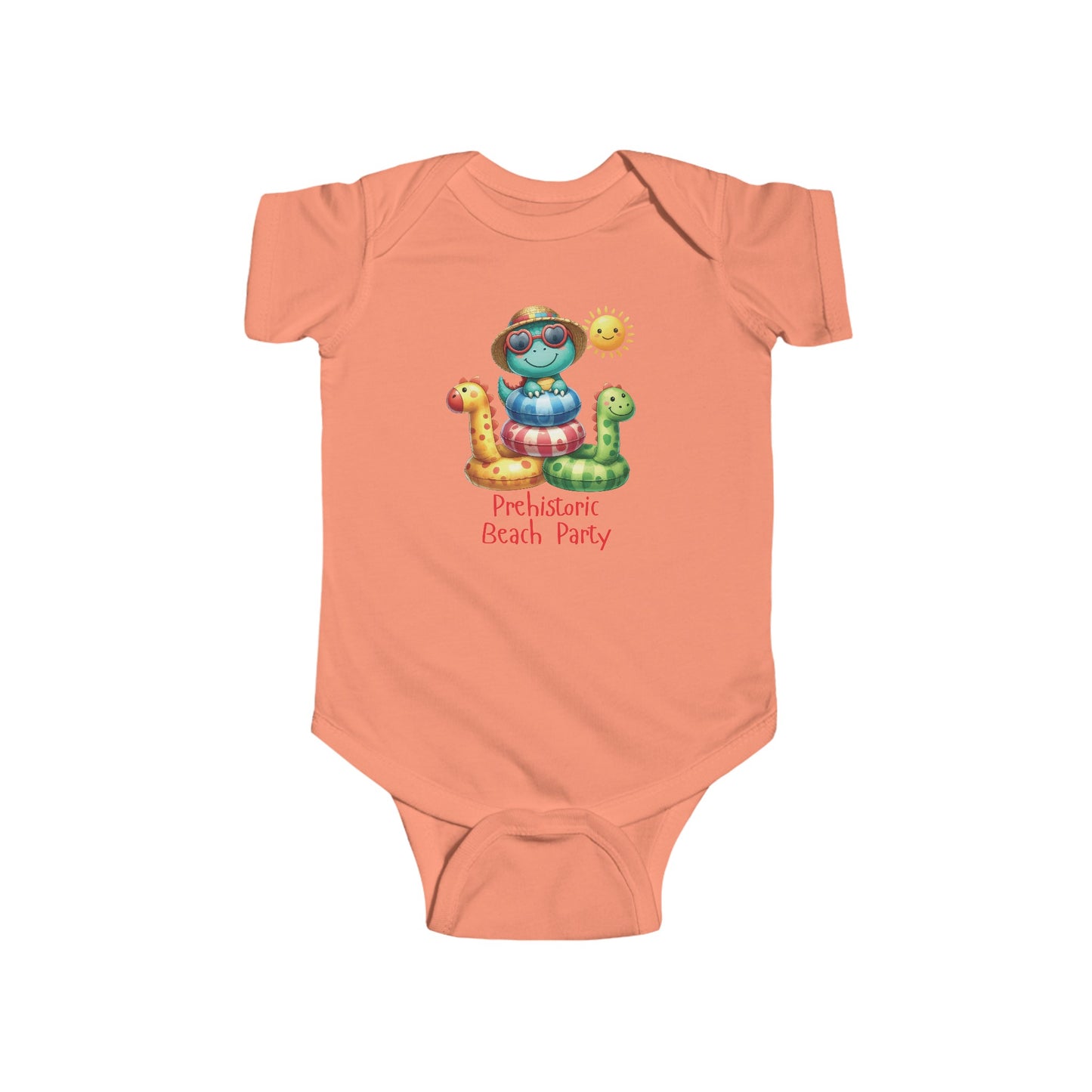 Prehistoric Beach Party | T-Rex | Dino | Pool | Infant Fine Jersey Bodysuit | Onesie