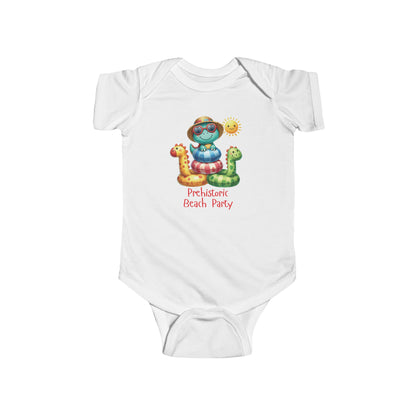 Prehistoric Beach Party | T-Rex | Dino | Pool | Infant Fine Jersey Bodysuit | Onesie