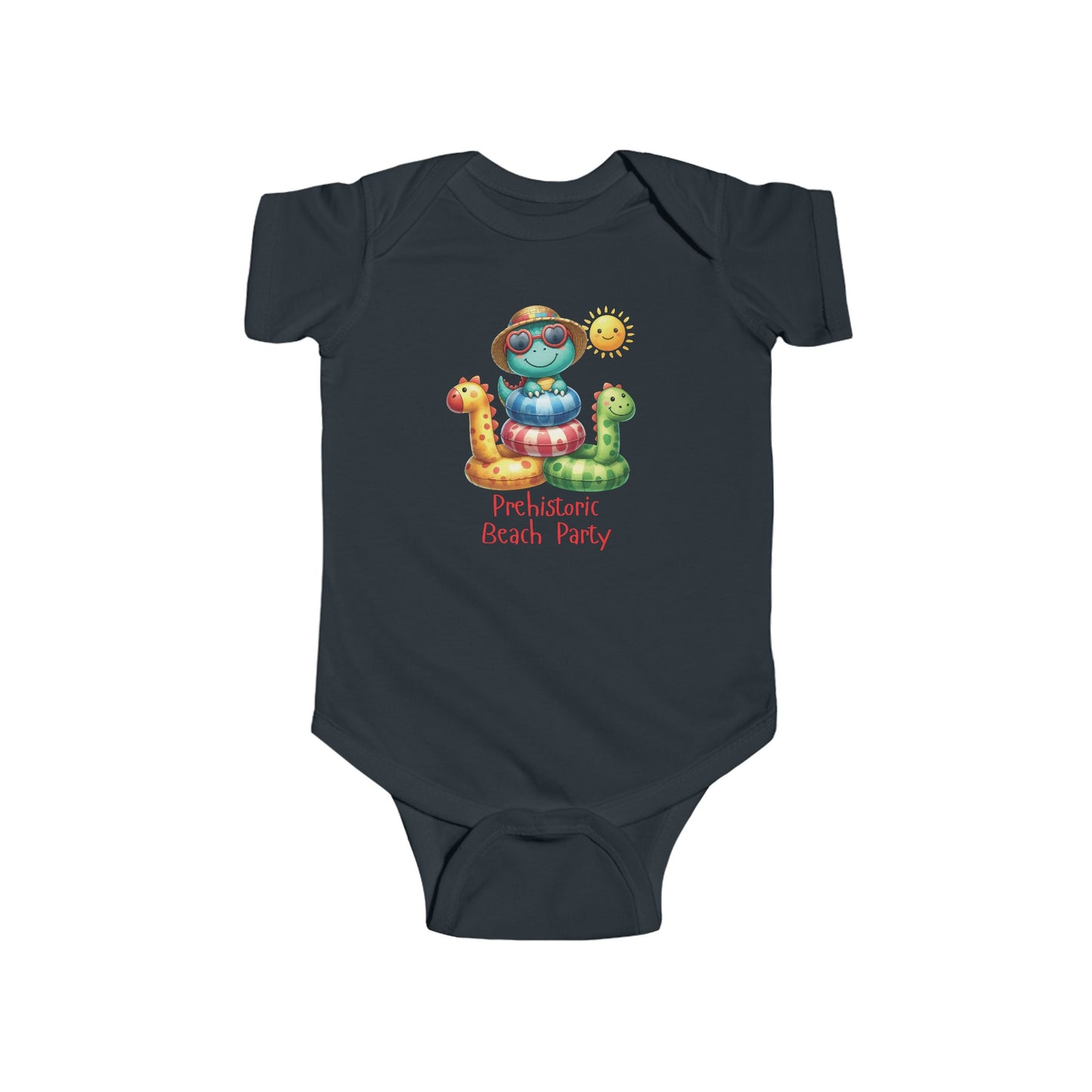 Prehistoric Beach Party | T-Rex | Dino | Pool | Infant Fine Jersey Bodysuit | Onesie