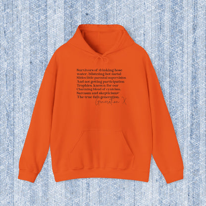 Generation X Adult Hooded Sweatshirt - Unisex Heavy Blend with Gen X Funny Quote