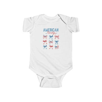 American Girly | Bows | Coquette | 4th of July | Infant Fine Jersey Bodysuit | Onesie