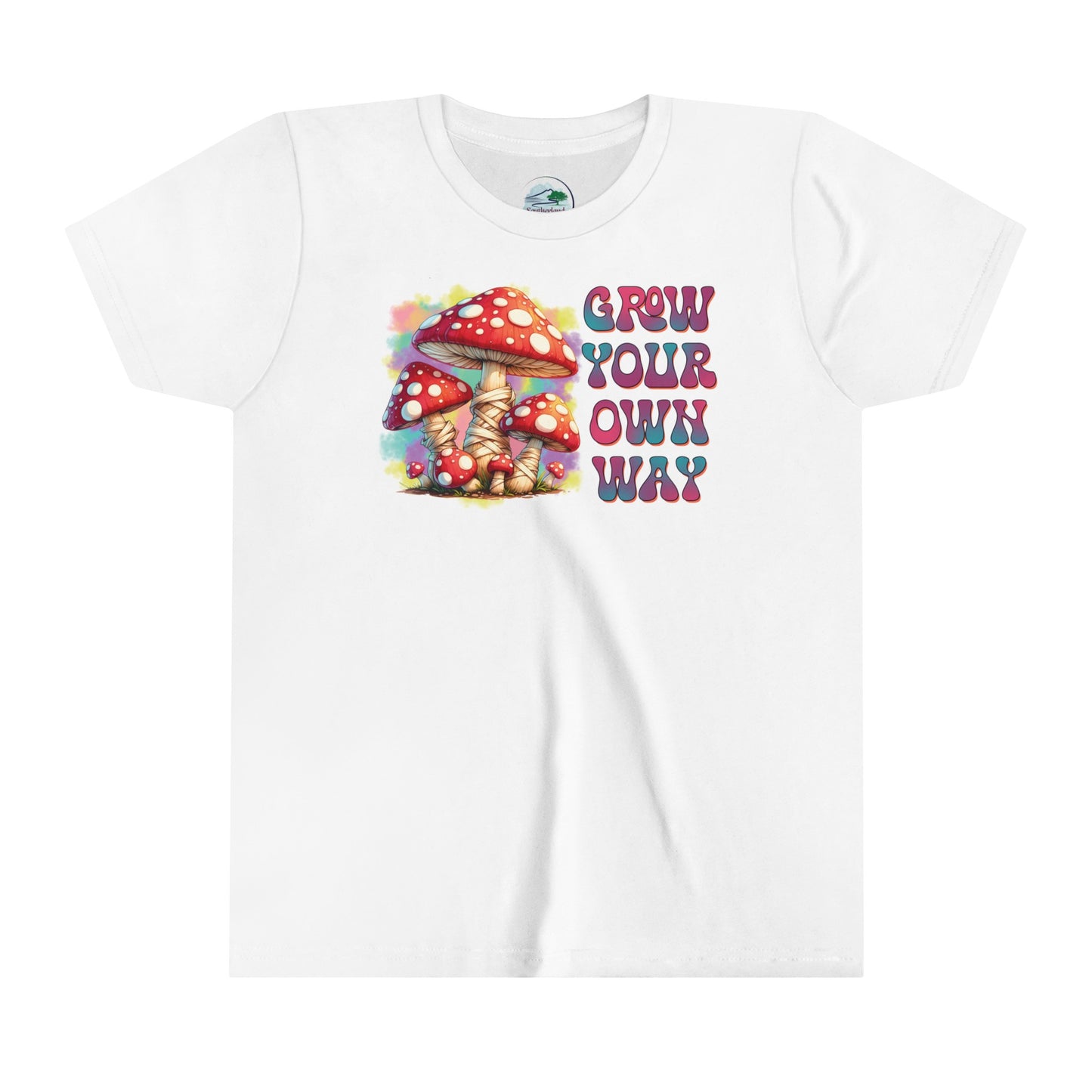 Grow your own way | Mushroom | Hippie | Groovy | Retro | Youth Short Sleeve Tee