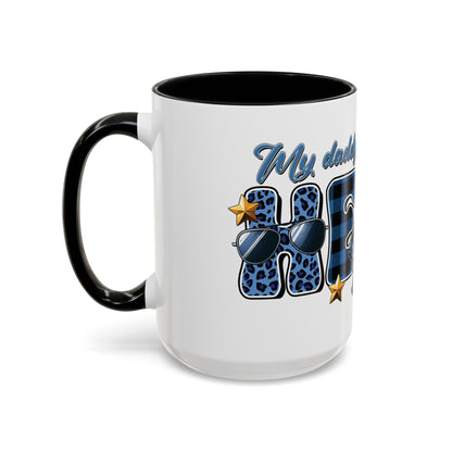 My Daddy is my Hero | Father's Day | Police Officer | Dad | Blue Line | Blue Lives | Accent Coffee Mug (15oz)