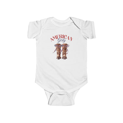 American Girly Boots | Coquette | 4th of July | Infant Fine Jersey Bodysuit | Onesie