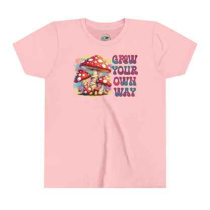 Grow your own way | Mushroom | Hippie | Groovy | Retro | Youth Short Sleeve Tee